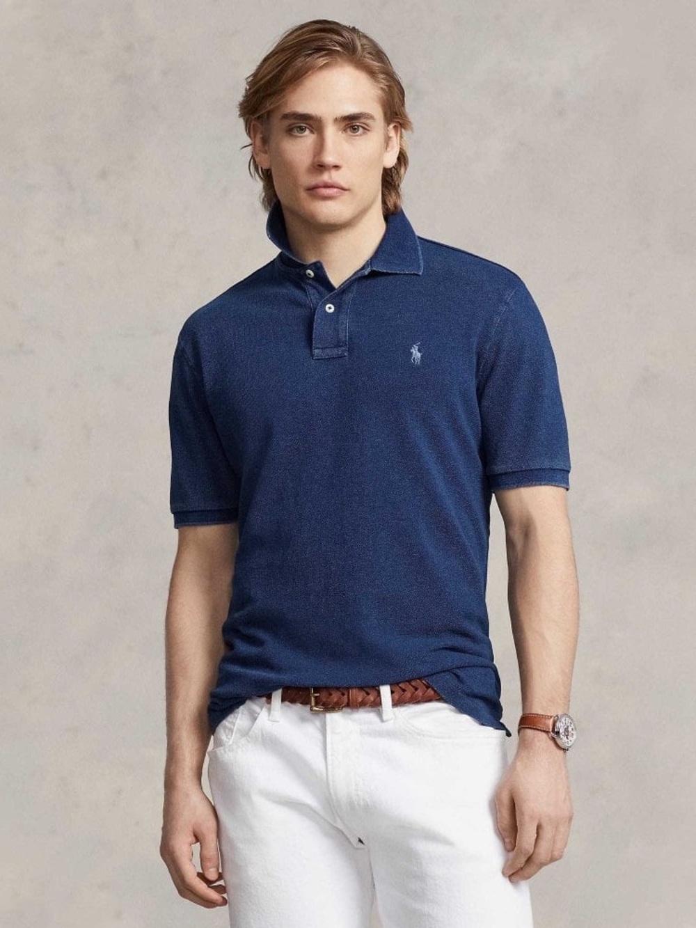 RALPH LAUREN Polo Shirt Washed Slim Fit men’s size medium blue (indigo dark)